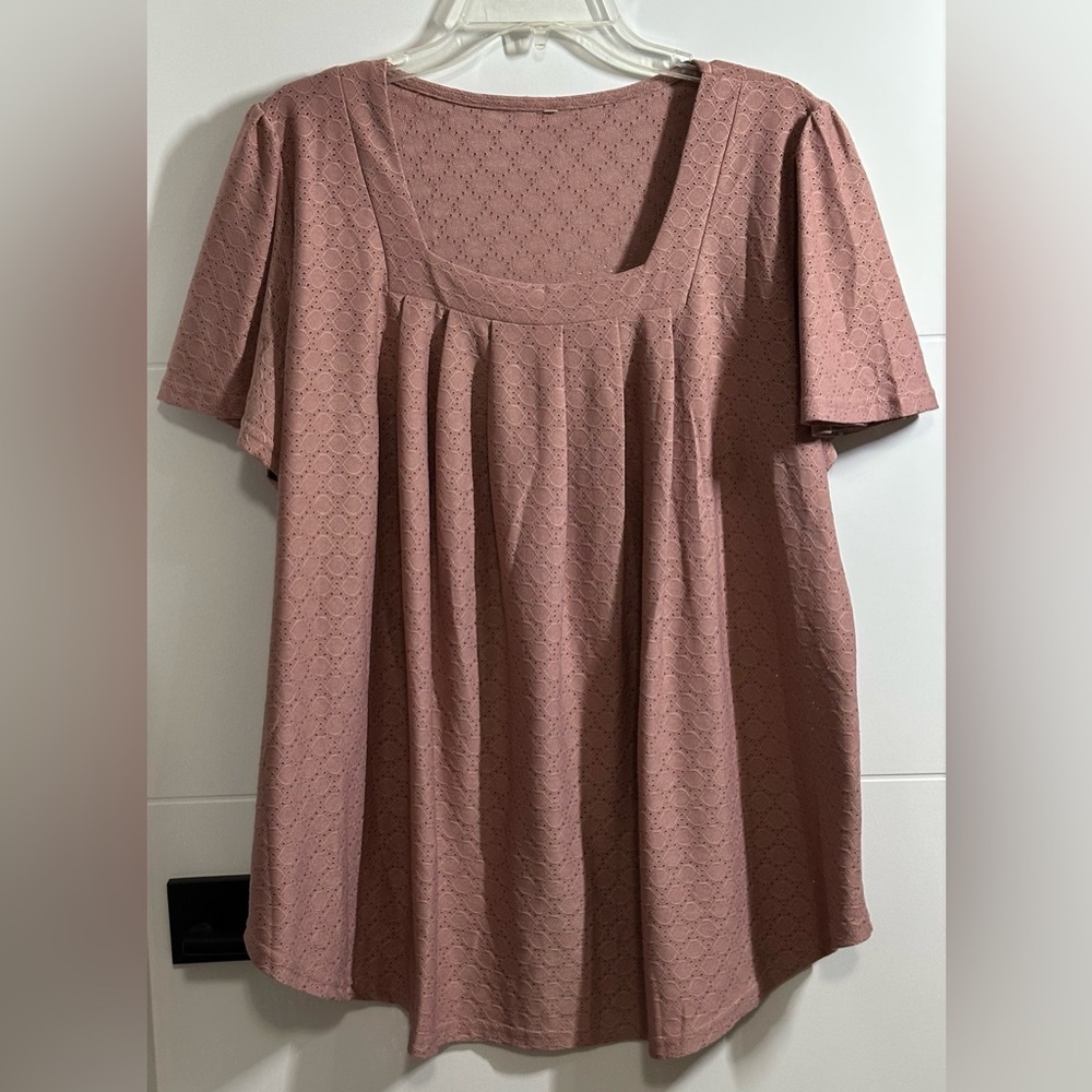 Women's Square Neck Flutter Sleeve Blouse - Dusty Rose